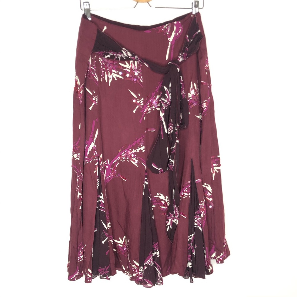NWT Gado Gado Maxi Skirt Burgundy Floral Sequin 18